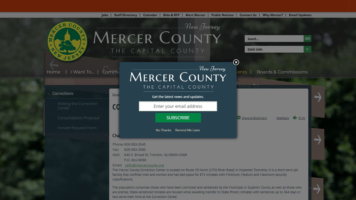 Corrections | Mercer County, NJ