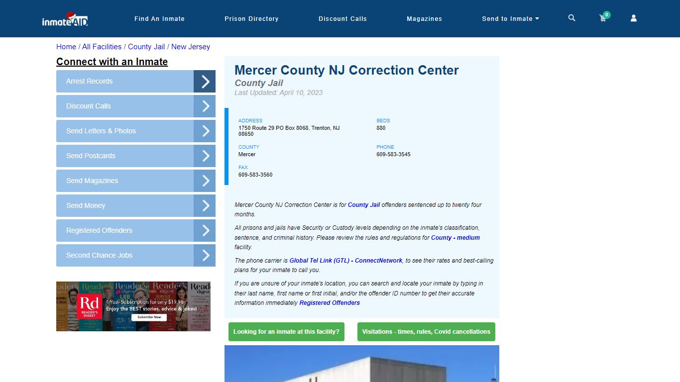 Mercer County NJ Correction Center - Inmate Locator - Trenton, NJ